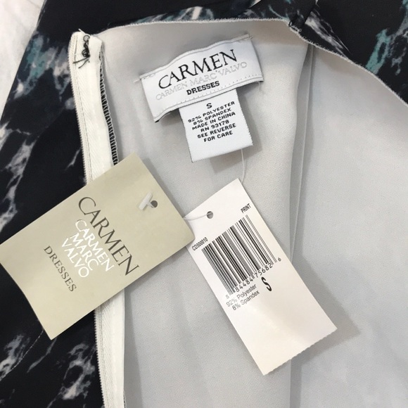 Carmen Marc Valvo Marble Print Sheath Dress - Picture 5 of 7